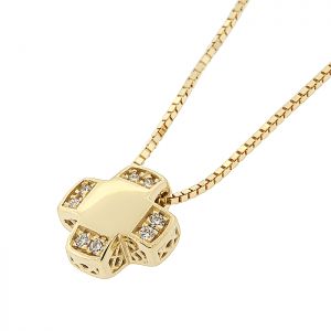 Μικρός χρυσός γυναικείος σταυρός με διαμάντια και αλυσίδα 18 καράτια. CRS18428