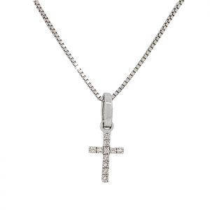 Λευκόχρυσος σταυρός με διαμάντια 0.04ct σε 18 καράτια. CR18478