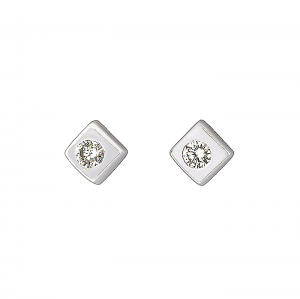 Λευκόχρυσα καρφωτά σκουλαρίκια 18Κ με διαμάντια κοπής μπριγιάν 0.09ct. SK18525