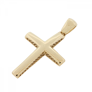 Χρυσός σταυρός λιτός σετ με αλυσίδα σε 14 καράτια. CRK18604