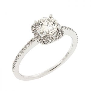Μονόπετρο δαχτυλίδι λευκόχρυσο 18 καράτια με διαμάντι 0.59ct και πλαϊνά διαμάντια. RD18655