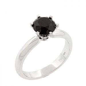 Λευκόχρυσο μονόπετρο δαχτυλίδι 18 καράτια με μαύρο διαμάντι 1.66ct. RD18749