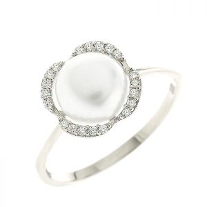 Λευκόχρυσο δαχτυλίδι 14 καράτια με μαργαριταρι 8.5-9.0mm. RZ18770