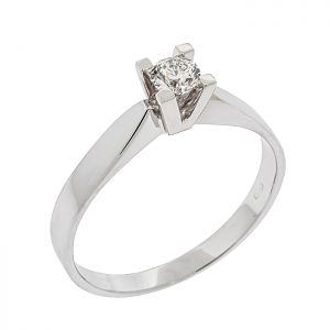 Λευκόχρυσο μονόπετρο δαχτυλίδι 18 καράτια με διαμάντι 0.19ct. RD19242