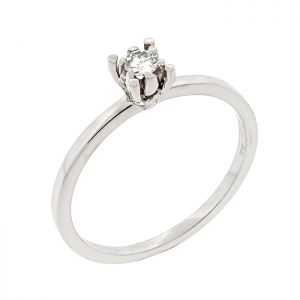 Λευκόχρυσο μονόπετρο δαχτυλίδι 18 καράτια με διαμάντι 0.10ct. RD19260