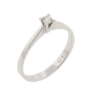 Λευκόχρυσο μονόπετρο δαχτυλίδι 18 καράτια με διαμάντι 0.09ct. RD19307