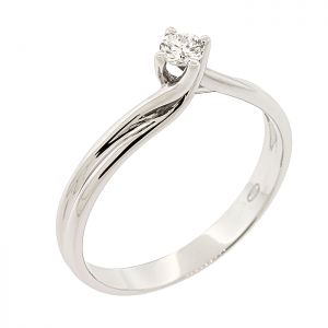 Λευκόχρυσο μονόπετρο δαχτυλίδι 18 καράτια με διαμάντι 0.11ct. RD19309