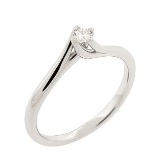Λευκόχρυσο μονόπετρο δαχτυλίδι 18 καράτια με διαμάντι 0.10ct. RD19310