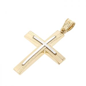 Χρυσός σκέτος σταυρός και αλυσίδα σε 9 καράτια. CRA19602