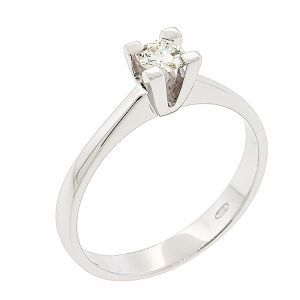 Λευκόχρυσο μονόπετρο δαχτυλίδι 18 καράτια με διαμάντι 0.16ct. RD19754