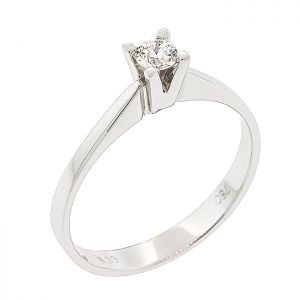 Λευκόχρυσο μονόπετρο δαχτυλίδι 18 καράτια με διαμάντι 0.14ct. RD19756