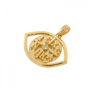Μενταγιόν χρυσό ματάκι - Κωνσταντινάτο  σετ με αλυσίδα σε 14 καράτια. MG19819