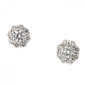 Λευκόχρυσα σκουλαρίκια 18Κ ροζέτες με διαμάντια 0.45ct. SΚ19985