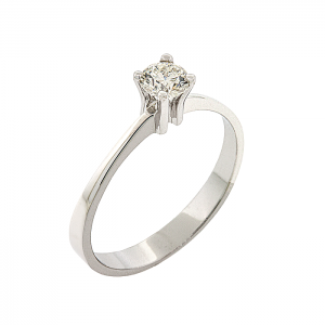 Λευκόχρυσο μονόπετρο δαχτυλίδι 18 καράτια με διαμάντι 0.33ct. RD20036