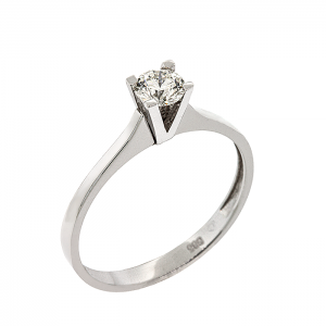 Λευκόχρυσο μονόπετρο δαχτυλίδι 14 καράτια με διαμάντι 0.30ct. RD20037