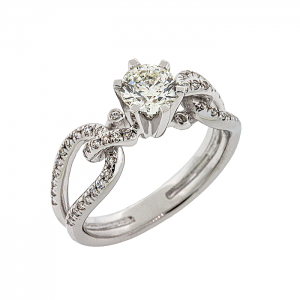 Μονόπετρο δαχτυλίδι λευκόχρυσο 18 καράτια με διαμάντι 0.71ct και πλαϊνά διαμάντια. RD20068