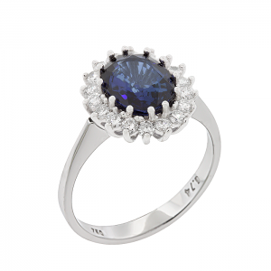 Λευκόχρυσο δαχτυλίδι 18Κ ροζετα με ορυκτό ζαφείρι 2.14ct και φυσικά διαμάντια. RL20102