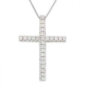 Λευκόχρυσος σταυρός με διαμάντια 0.26ct σε 18 καράτια. CR2636