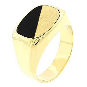 Χρυσό ανδρικό δαχτυλίδι σχέδιο με μαύρο όνυχα σε 14καράτια. RA3084
