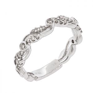 Λευκόχρυσο σειρέ δαχτυλίδι δαντελωτό 18Κ με διαμάντια 0.30ct. RL3123