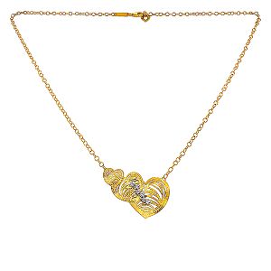 Χειροποίητο χρυσό περιδέραιο με τριπλή καρδιά και πέτρες ζιργκόν ΚΟ3380