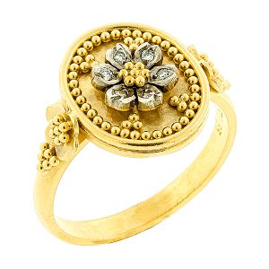 Χρυσό χειροποίητο δαχτυλίδι 22 καράτια με διαμάντια. RΚ3968