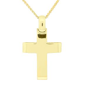Εντυπωσιακός χρυσός ανδρικός σταυρός σετ με αλυσίδα σε 14 καράτια. CRA5012