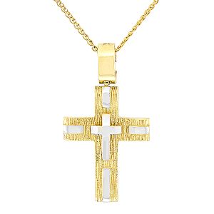 Ιδιαίτερος χρυσός σταυρός με αλυσίδα σε 14 καράτια CRA5013