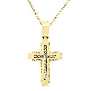 Χρυσός γυναικείος σταυρός 14 καράτια με αλυσίδα.CRS5022