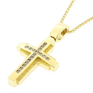 Χρυσός γυναικείος σταυρός 14 καράτια με αλυσίδα.CRS5022