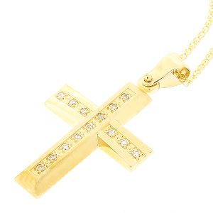 Εντυπωσιακός χρυσός σταυρός σε 18 καράτια με διαμάντια 0.17ct  CRK5292