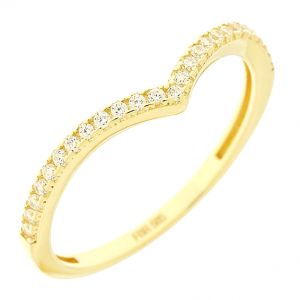 Σειρέ χρυσό δαχτυλίδι σχήμα V με ζιργκόν στα 14 καράτια. RZ19259