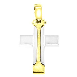 Ιδιαίτερος χρυσός και λευκόχρυσος σταυρός σε 18 καράτια.CRA0750