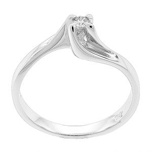 Μονόπετρο δαχτυλίδι λευκόχρυσο 18 καρατιών με διαμάντι 0.10ct. RD15623