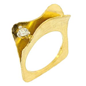 Μοντέρνο χρυσό χειροποίητο δαχτυλίδι 18 καράτια με μπριγιάν.RK7560