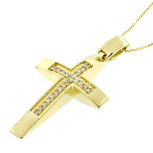 Χρυσός σταυρός με διαμάντια 0.11ct σε 18 καράτια.CR7899