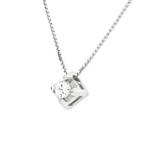 Μονόπετρο κρεμαστό και αλυσίδα με διαμάντι 0.07ct σε λευκόχρυσο 18 καράτιων. MD8842