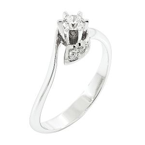 Λευκόχρυσο δαχτυλίδι 18 καράτια μονόπετρο με διαμάντι 0.24ct .RD9259