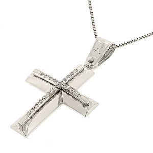 Λευκόχρυσος σταυρός με διαμάντια 0.11ct σε 18 καράτια. CR4627