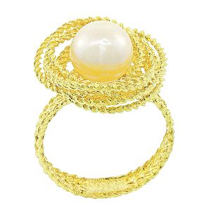 Χειροποίητο χρυσό δαχτυλίδι σε 14 καράτια με φυσικό μαργαριτάρι. RZ4153