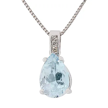 Λευκόχρυσο μενταγιόν με ακουα μαρίνα 1.21ct και διαμάντια σε 14Κ. MD16590