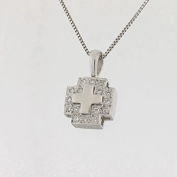 Λευκόχρυσος σταυρός με διαμάντια 0.10ct σε 18 καράτια.CR02645