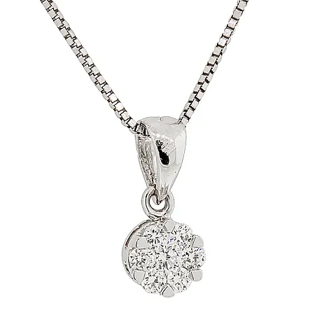 Λευκόχρυσο μενταγιόν με Invisible set diamonds 0.13ct και αλυσίδα 18Κ. MD16959