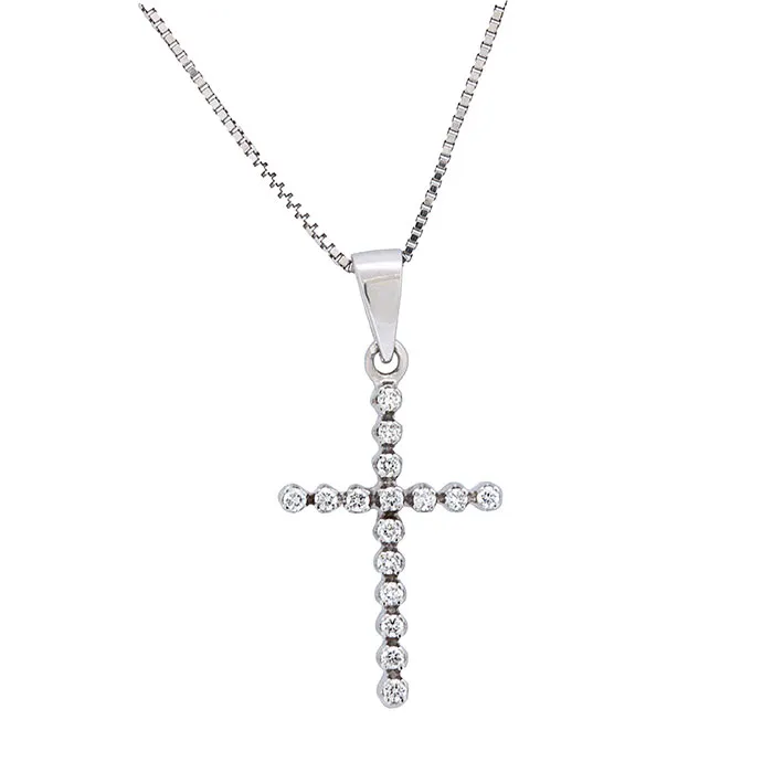 Λευκόχρυσος σταυρός με διαμάντια 0.08ct σε 18 καράτια. CR15080