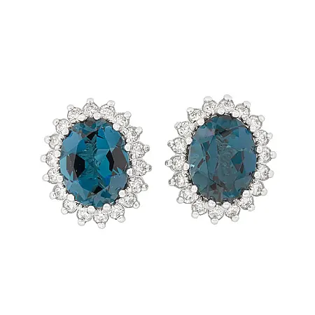 Λαμπερές ροζέτες σκουλαρίκια με BLUE LONDON 4.06ct και διαμάντια. SK17419