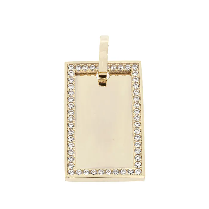 Χρυσό εντυπωσιακό μενταγιόν πλακίτσα  με ζιργκόν σε 14 καράτια. MG17371