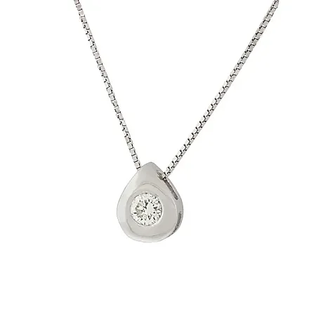 Λευκόχρυσο μενταγιόν με διαμάντι 0.14ct και αλυσίδα 18 καράτια. MD17633