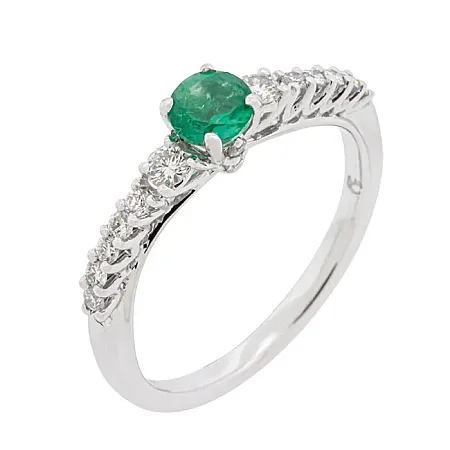 Λαμπερό σειρέ με σμαράγδι 0.32ct  σε 18 καράτια λευκόχρυσο. RL16057
