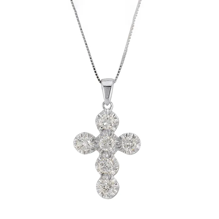 Σταυρός λευκόχρυσος με διαμάντια 0.84ct σε 18 καράτια. CR18370