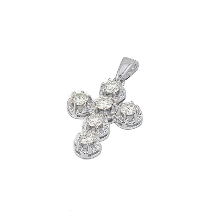 Σταυρός λευκόχρυσος με διαμάντια 0.84ct σε 18 καράτια. CR18370